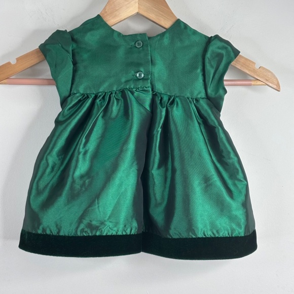 VTG 90s Christmas Dress 6M Bryan Green Holiday Classic Puff Sleeve Satin Velvet - Picture 3 of 8